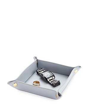 Shop Royce New York Travel Leather Catchall Valet Tray In Silver