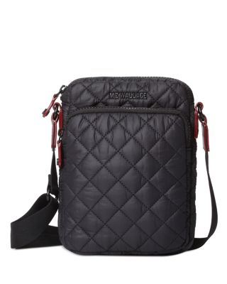 Mz Wallace Womens Black Rec Metro Quilted Nylon Cross-body Bag