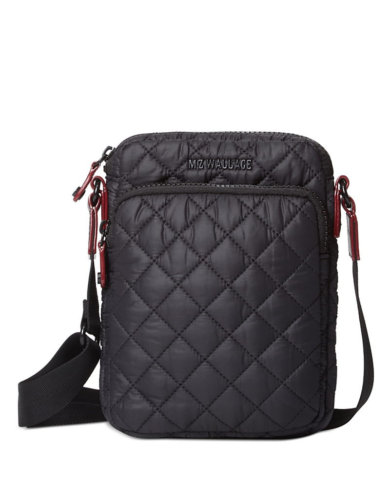 Mz Wallace Womens Black Rec Metro Quilted Nylon Cross-body Bag