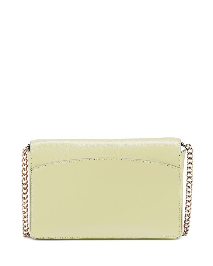 Kate Spade Spencer Black Leather Wallet-on-chain In Lime