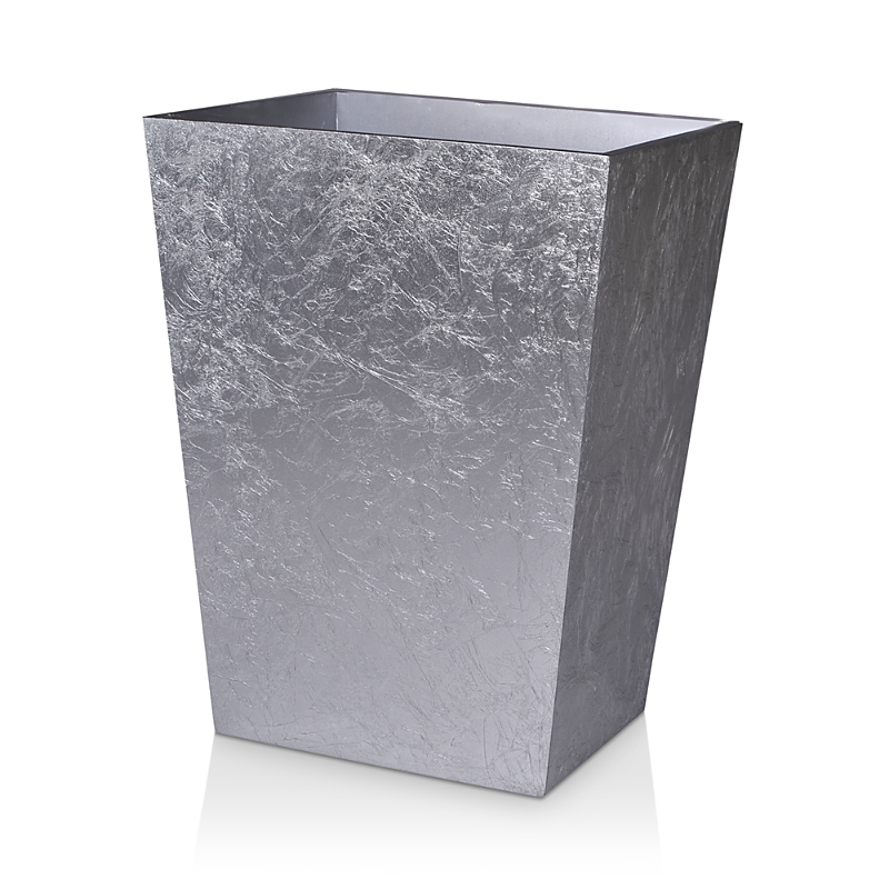 Mike And Ally Eos Silver Leaf Wastebasket In Silver