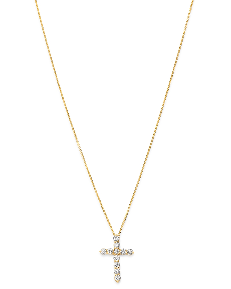 Bloomingdale's Diamond Cross Pendant Necklace In 14k Yellow Gold, 1.0 Ct. T. W. - Exclusive In White/gold