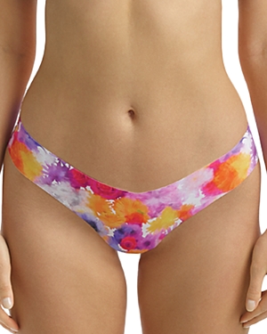 Commando Print Microfiber Thong In Watercolor Bloom