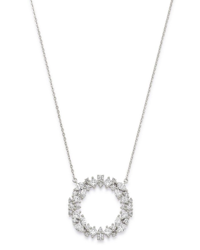 Bloomingdale's Diamond Scatter Circle Pendant Necklace In 14k White Gold, 16-18 - 100% Exclusive