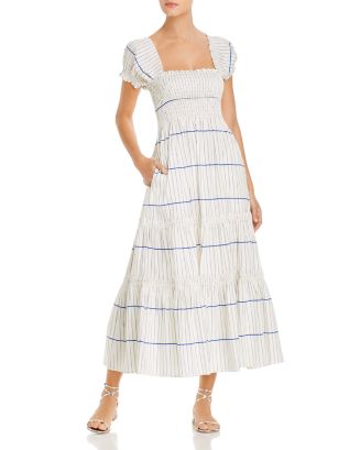 Tory Burch Striped Smocked Midi Dress | Bloomingdale's