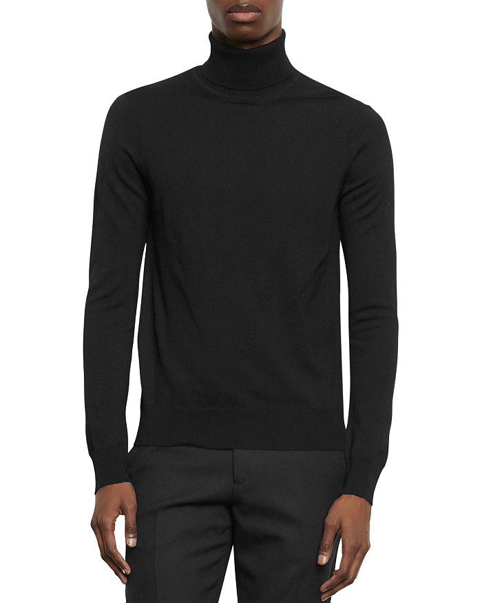 Shop Sandro Unisex Turtleneck Slim Fit Sweater In Black
