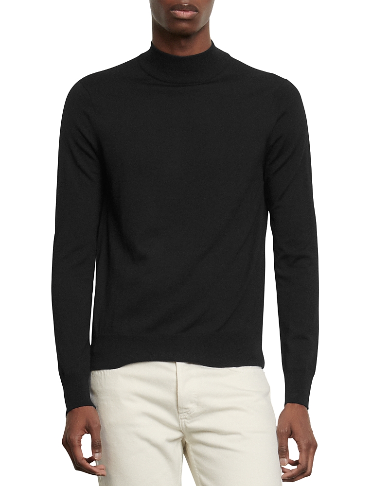 Sandro Mens Bleus Turtleneck Fine-knit Wool Jumper S In Black
