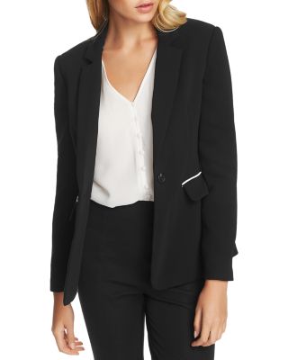 1.STATE - Textured Crepe Contrast-Trim Blazer