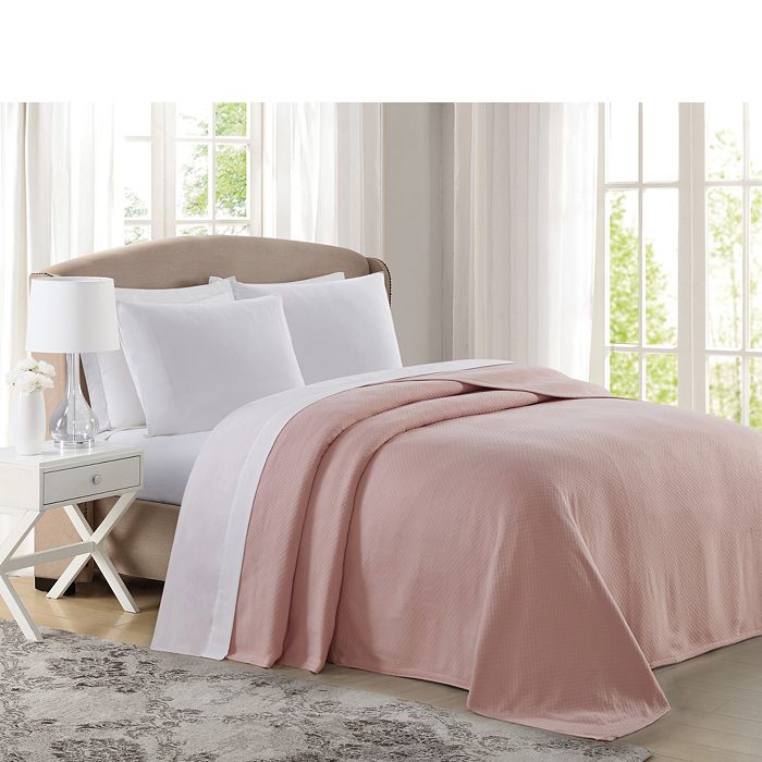 Shop Charisma Deluxe Woven Cotton Blanket, Queen In Blush