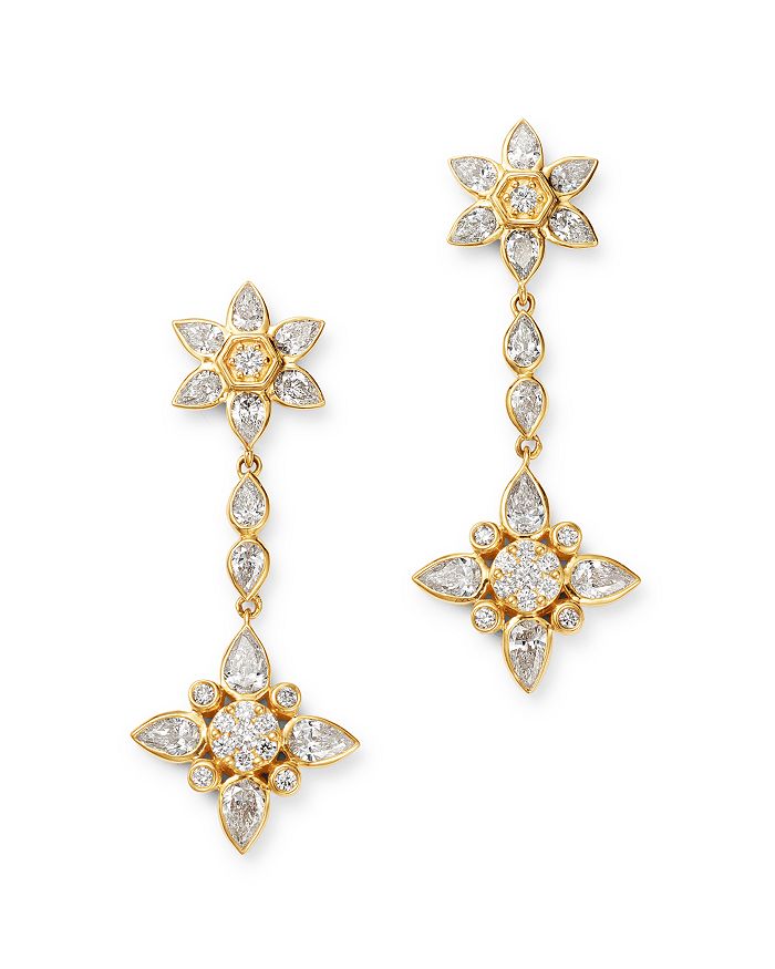 Bloomingdale's Diamond Flower Drop Earrings In 14k Yellow Gold, 2.0 Ct. T.w. - 100% Exclusive In White/gold