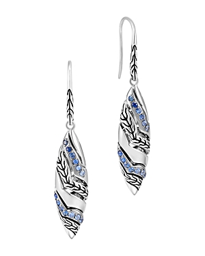 John Hardy Sterling Silver Lahar Blue Sapphire Drop Earrings In Blue/silver