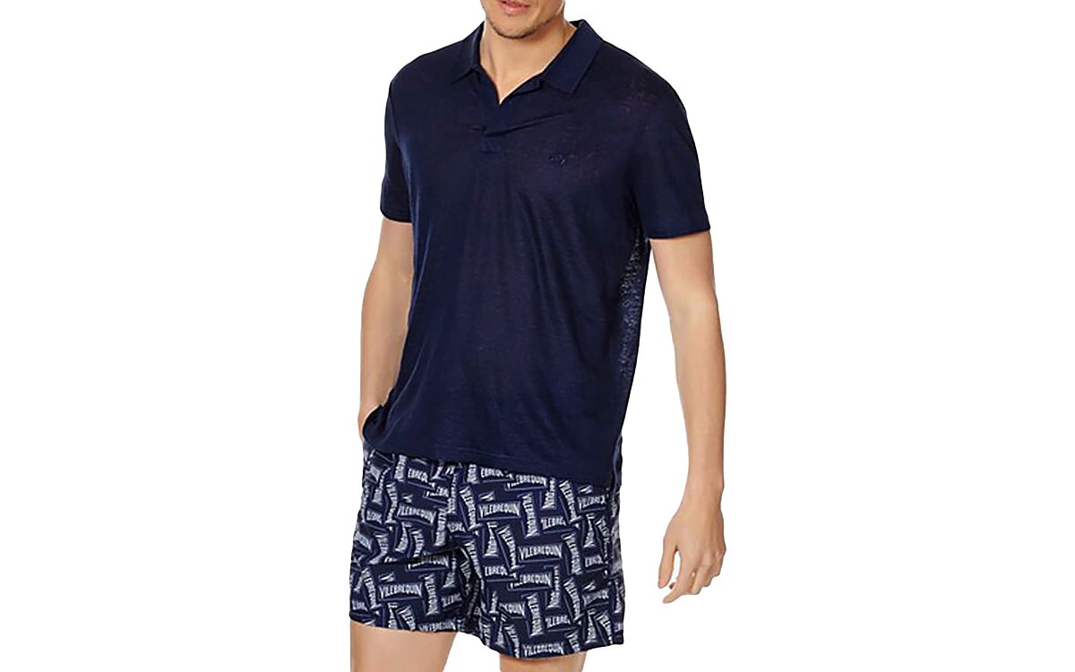 Vilebrequin Regular Fit Short Sleeve Linen Polo Shirt