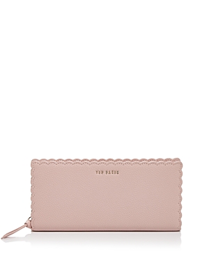 Ted Baker Vivecka Scalloped Leather Matinee Wallet In Nude Pink/gold