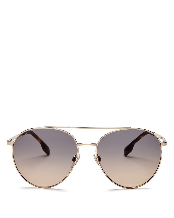 Burberry Women's Brow Bar Aviator Sunglasses, 59mm In Pale Gold/light Brown Gradient Gray