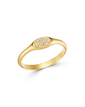 Shop Zoë Chicco 14k Yellow Gold Pave & Bead Set Diamonds Diamond Cluster Signet Ring