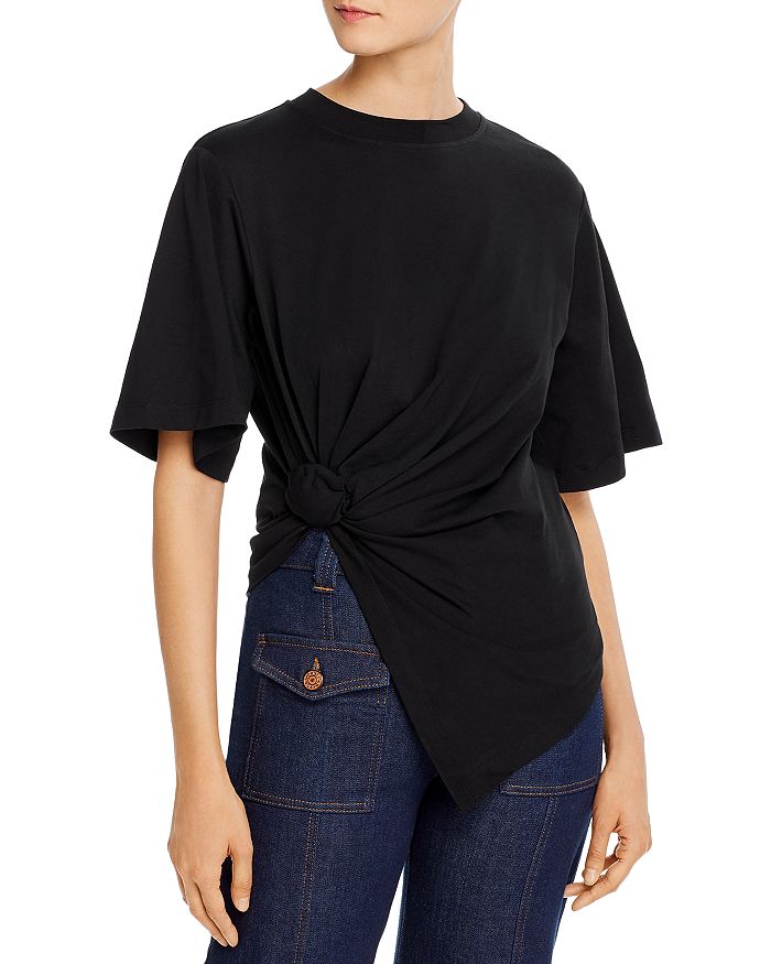 See By Chloé Asymmetric Knot Tee In Black
