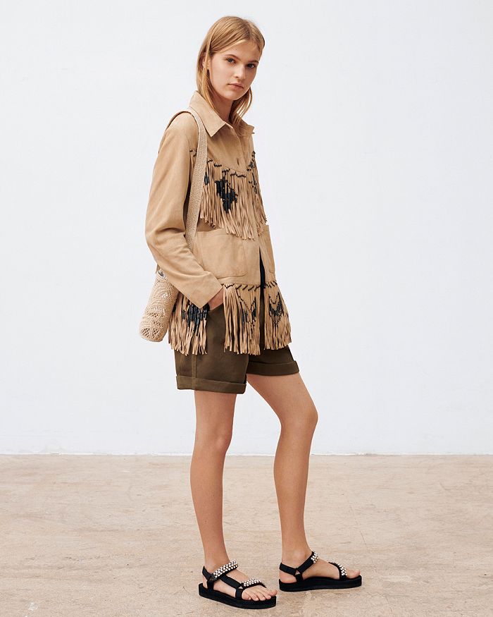 MAJE BASTERY LEATHER SHIRT JACKET