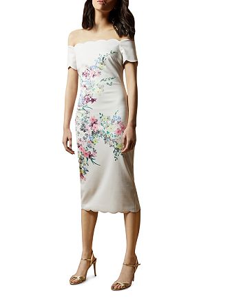 Ted Baker Trixiiy Off-the-Shoulder Scalloped Bodycon Dress | Bloomingdale's