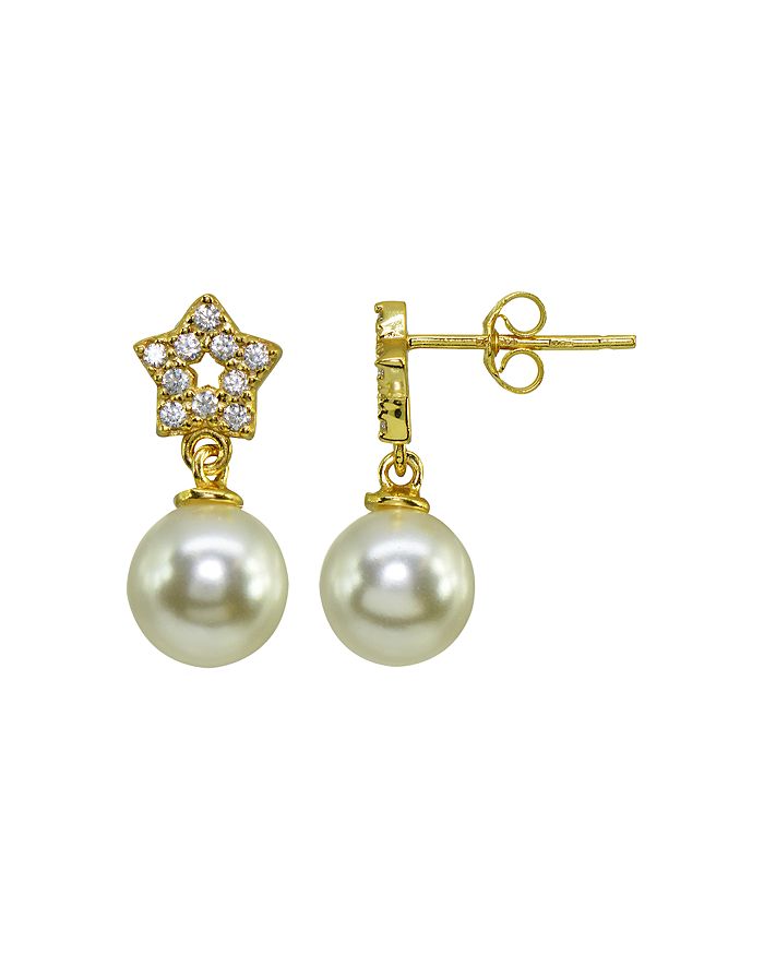 AQUA - Pav&eacute; Star & Cultured Freshwater Pearl Drop Earrings - 100% Exclusive