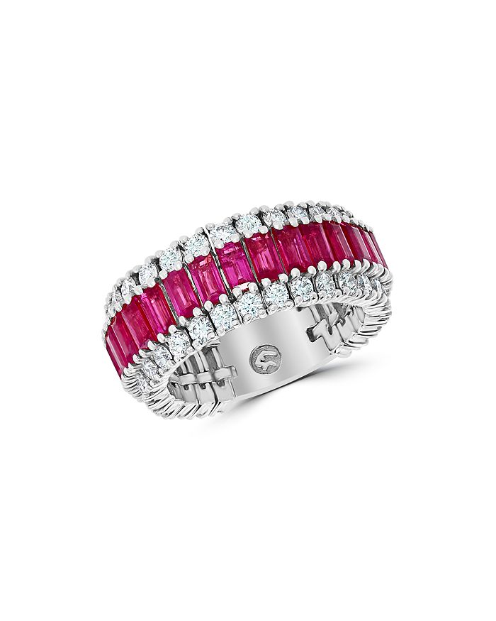 Bloomingdale's Ruby & Diamond Ring In 14k White Gold - 100% Exclusive In Pink/white