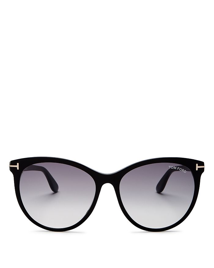 Tom Ford Women's Maxim Cat-eye Sunglasses, 59mm In Shiny Black/gradient Smoke