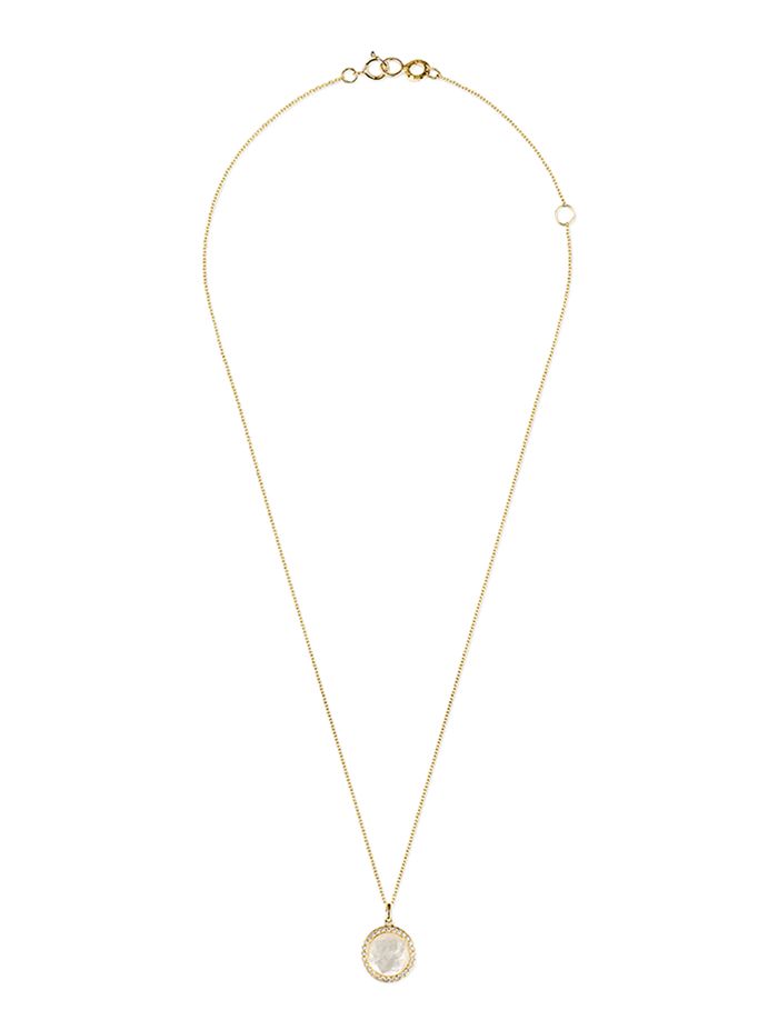 Shop Ippolita 18k Yellow Gold Lollipop Mother-of-pearl & Rock Crystal Doublet & Diamond Pendant Necklace, 16-18 In White/gold