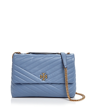 Tory Burch Kira Chevron Leather Shoulder Bag In Bluewood