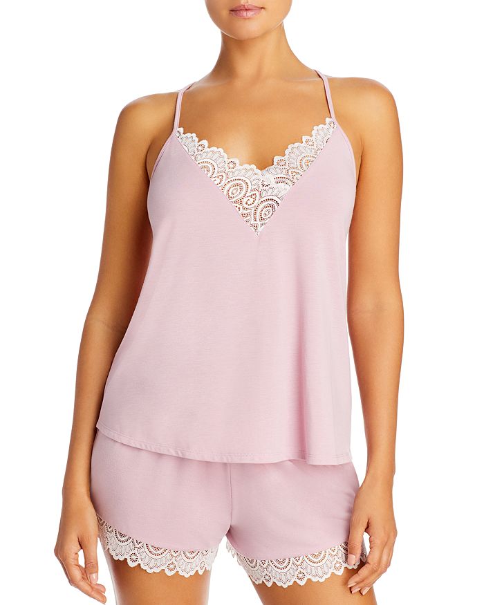 Flora Nikrooz Floretta Ii Knit Cami Pajama Set With Lace Trim In Dusty Rose