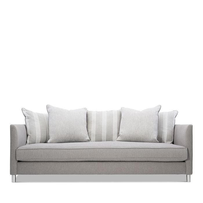 Bernhardt Outdoor Taylor Upholstered Sofa In Polished Stainless Steel