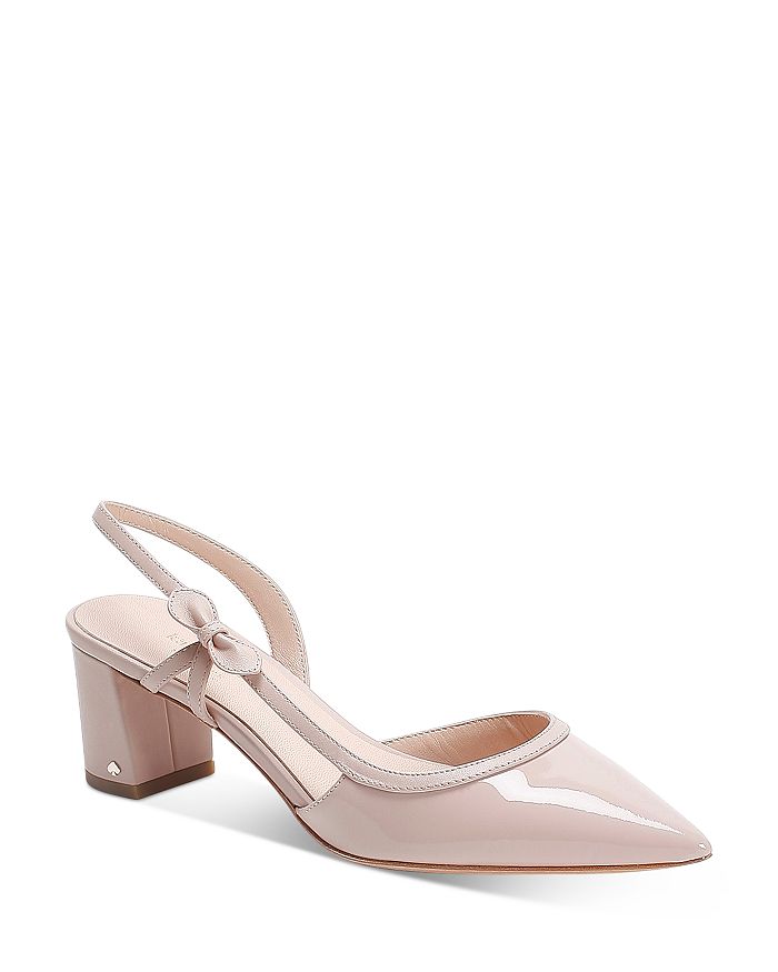Kate Spade New York Women's Midge Bow Mid-heel Pumps In Pale Vellum Patent Leather