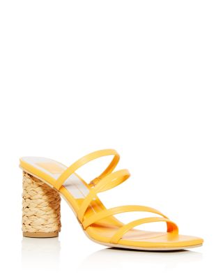yellow strappy block heels