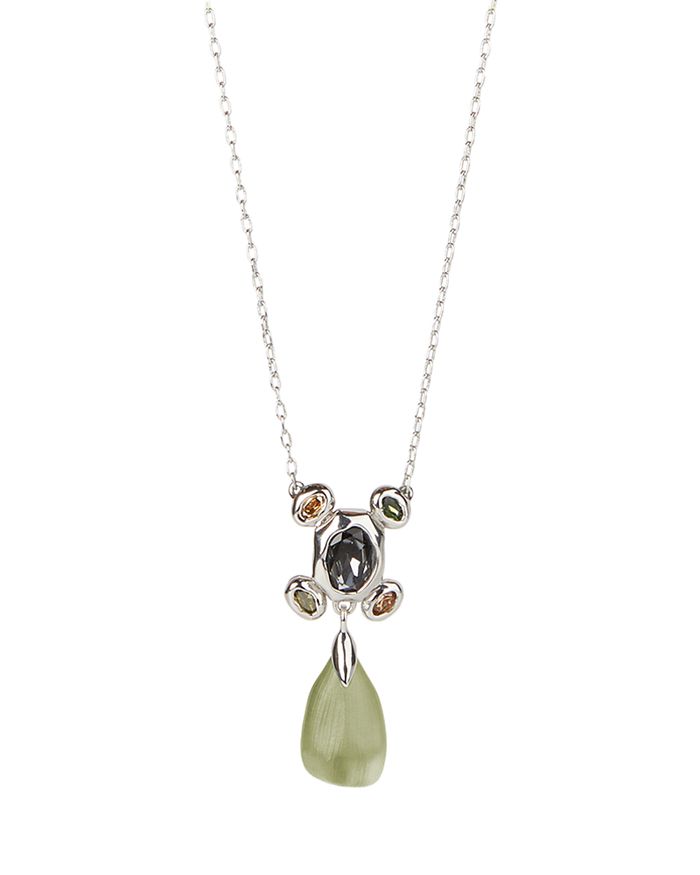 Alexis Bittar Future Antiquity Multi-crystal Cluster & Lucite Pendant Necklace, 16-19 In Sage/silver