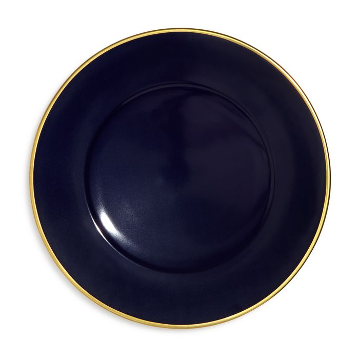 Anna Weatherley Brushed Gold Charger In Cobalt