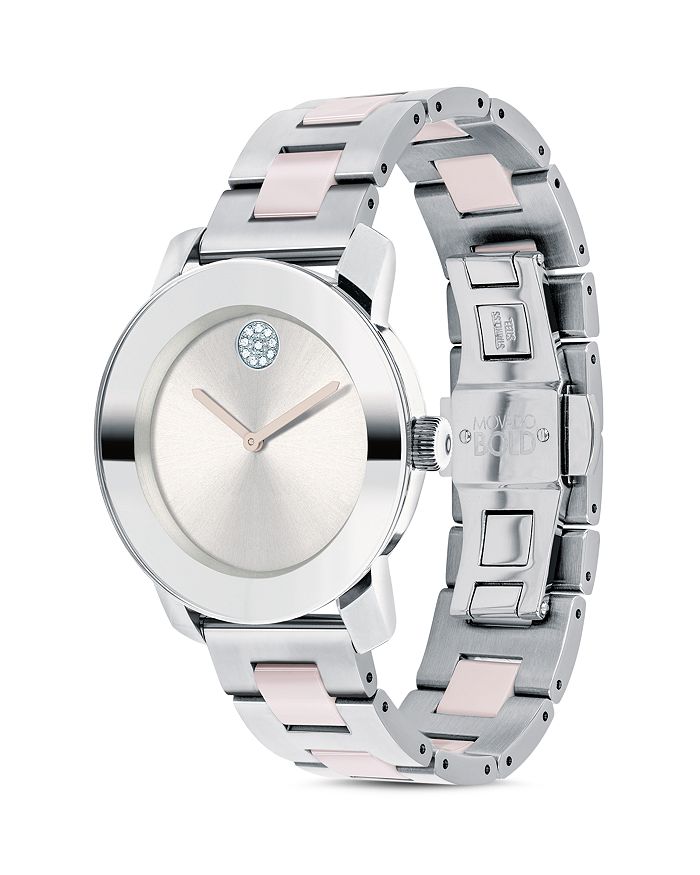 Shop Movado Bold Ceramic & Stainless Steel Bracelet Watch, 36mm In Silver