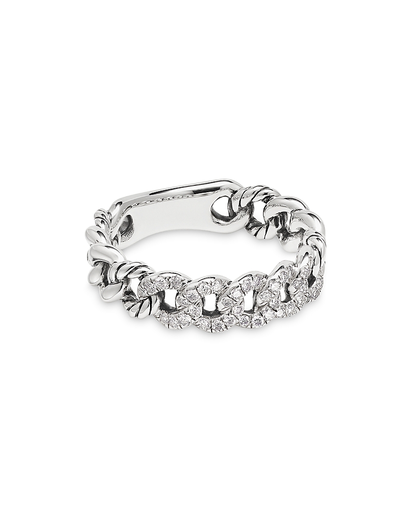 David Yurman Belmont Curb Link Narrow Ring with Pave Diamonds