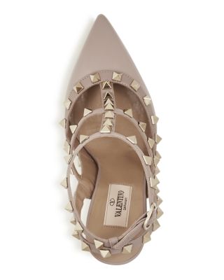 Women&#39;s Rockstud Cage Leather Pumps with Studs