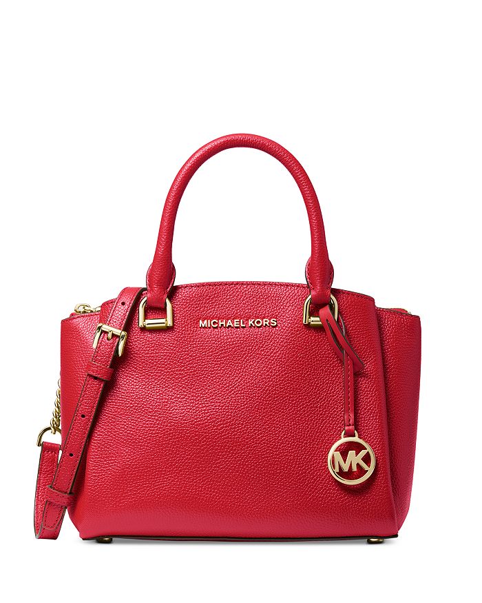 Michael Michael Kors Maxine Small Leather Messenger Bag In Bright Red/gold