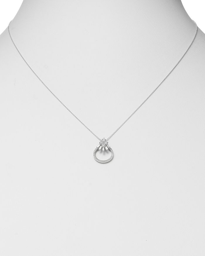 Shop Bloomingdale's Diamond Baguette Cluster Circle Pendant Necklace In 14k White Gold, 0.3 Ct. T.w.