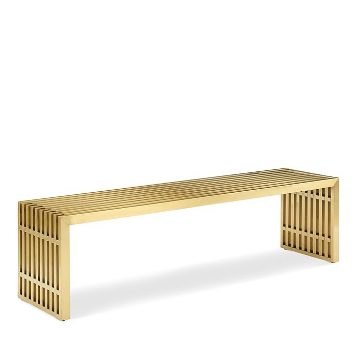Modway Gridiron Large Stainless Steel Bench In Gold