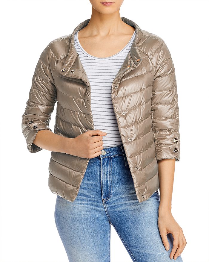 Herno Cropped Down Puffer Jacket In Cameo