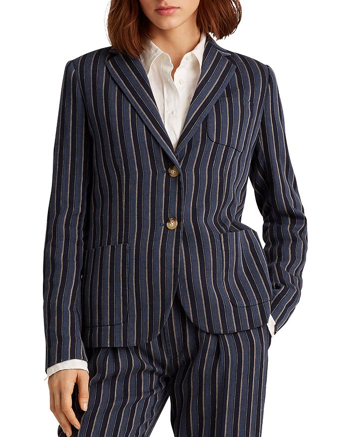 Ralph Lauren Lauren  Striped Blazer In Blue Multi