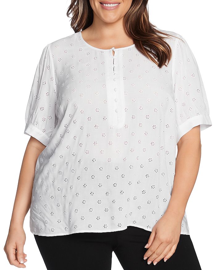 VINCE CAMUTO Plus ElbowSleeve Eyelet Top Bloomingdale's