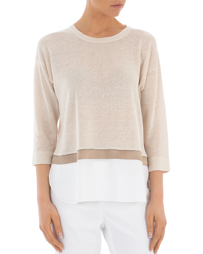Peserico Layered-look Pullover Sweater In Beige