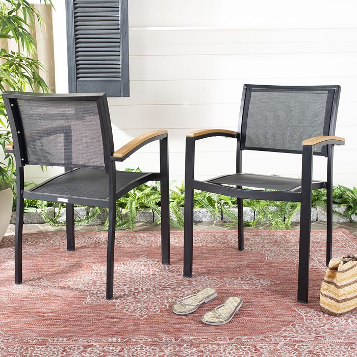 Shop Safavieh Kaelan Stackable Chairs, Set Of 2 In Black/brown