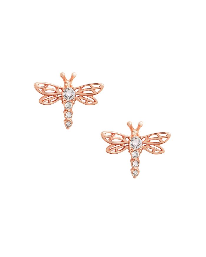 Olivia Burton Dancing Dragon Crystal Stud Earrings In Rose Gold