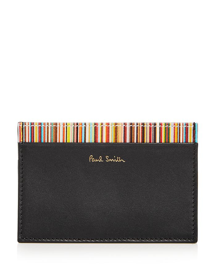 Paul Smith Multistripe Leather Card Case In Black Multi