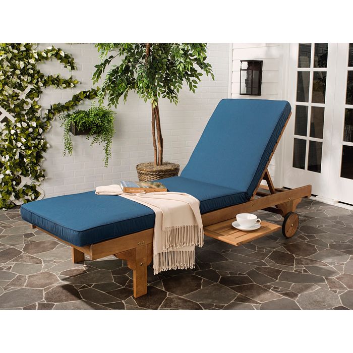 Shop Safavieh Newport Chaise Lounge Chair With Side Table In Natural/navy