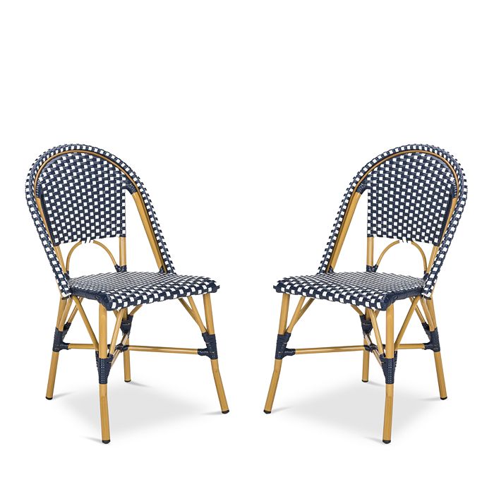 Safavieh Salcha Indoor-outdoor French Bistro Side Chair, Set Of Two In Navy/white/light Brown