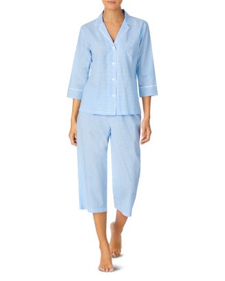 Ralph Lauren Grosgrain-Ribbon Trim Capri Pajamas Set | Bloomingdale's