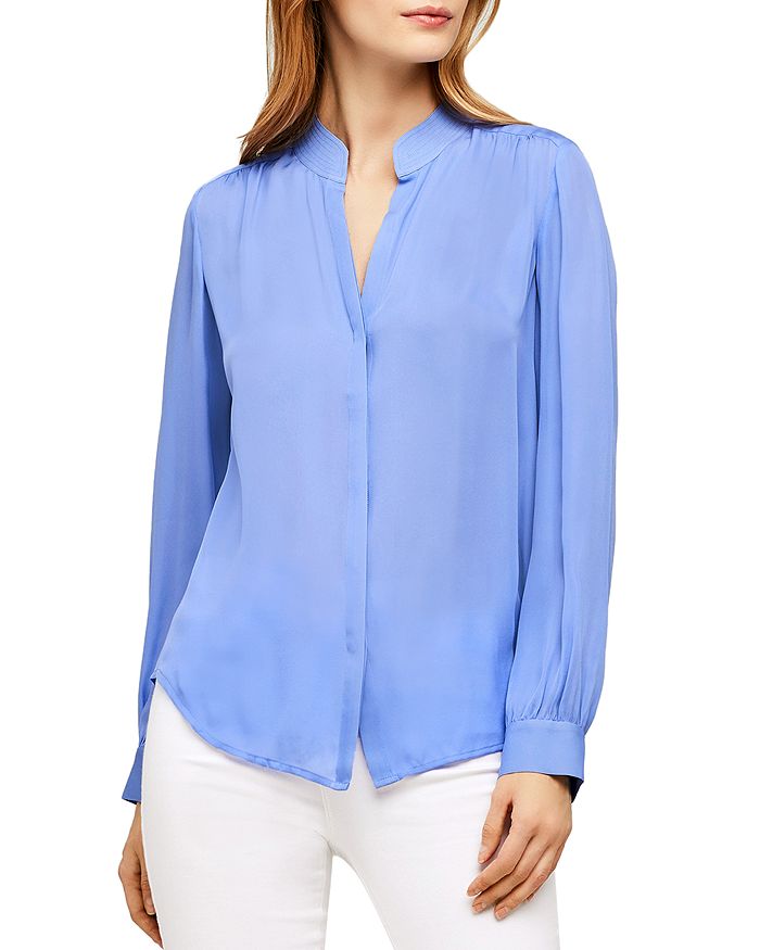 L Agence L'agence Bianca Silk Shirt In Seaside Blue